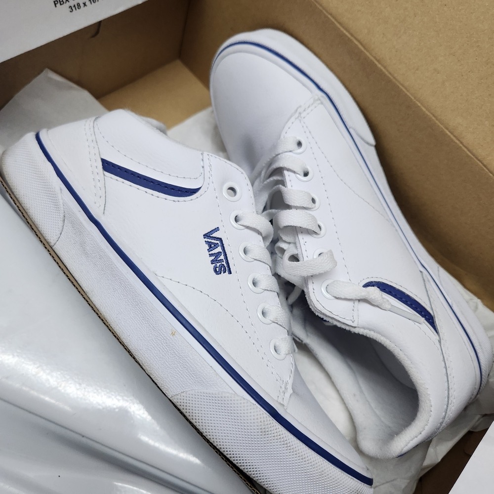 Vans Ladie's White and Blue Sneakers